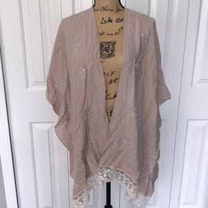 NWOT Tan Embroidered Kimono